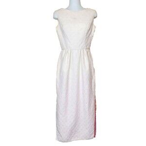 Trude Jr Dress Juniors 9 White Hostess Cocktail 1950s Vintage Brocade Prom Flaws